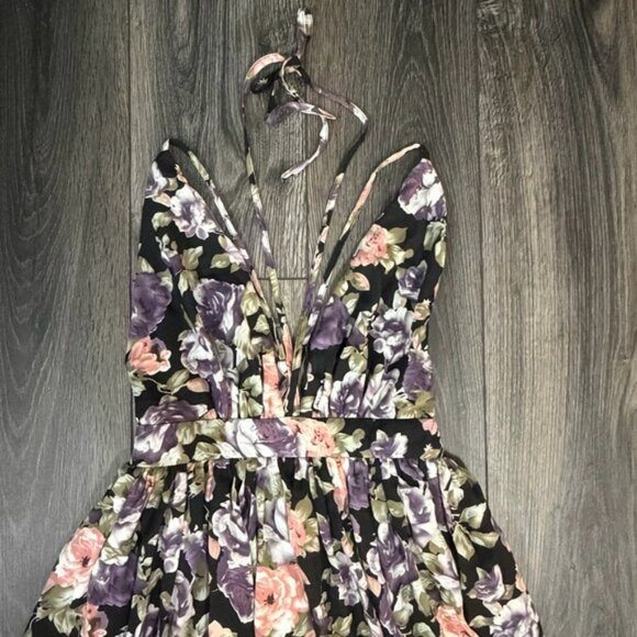 Windsor Floral Maxi Dress Black Purple Pink Small Boho Sundress Summer - Picture 9 of 14